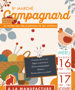 Affiche annonçant le marché campagnard avec les différents stands